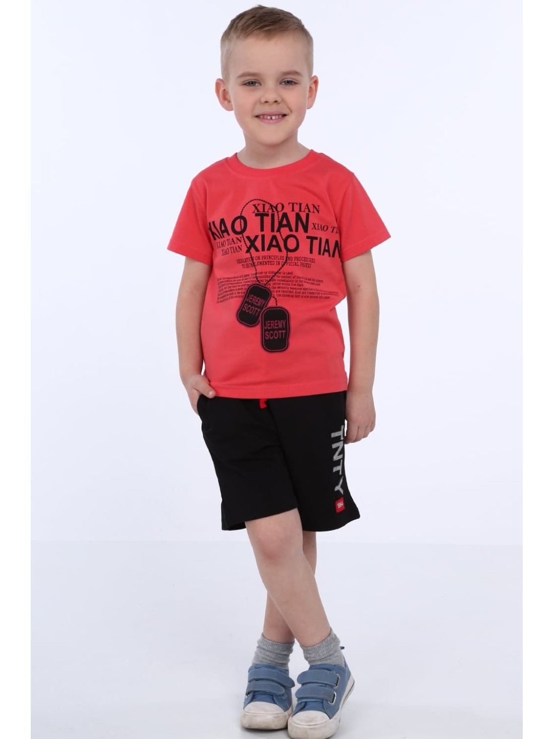 Jungen-T-Shirt mit Korallenaufdruck NDZ4489 – Online-Shop – Boutique